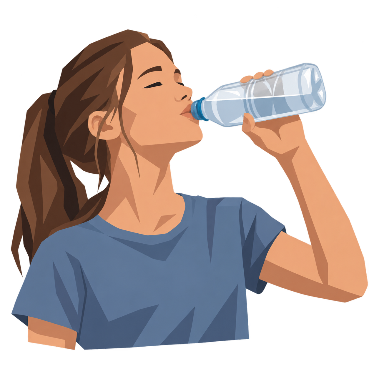 Eine Jugendliche setzt eine Wasserflasche an den Mund