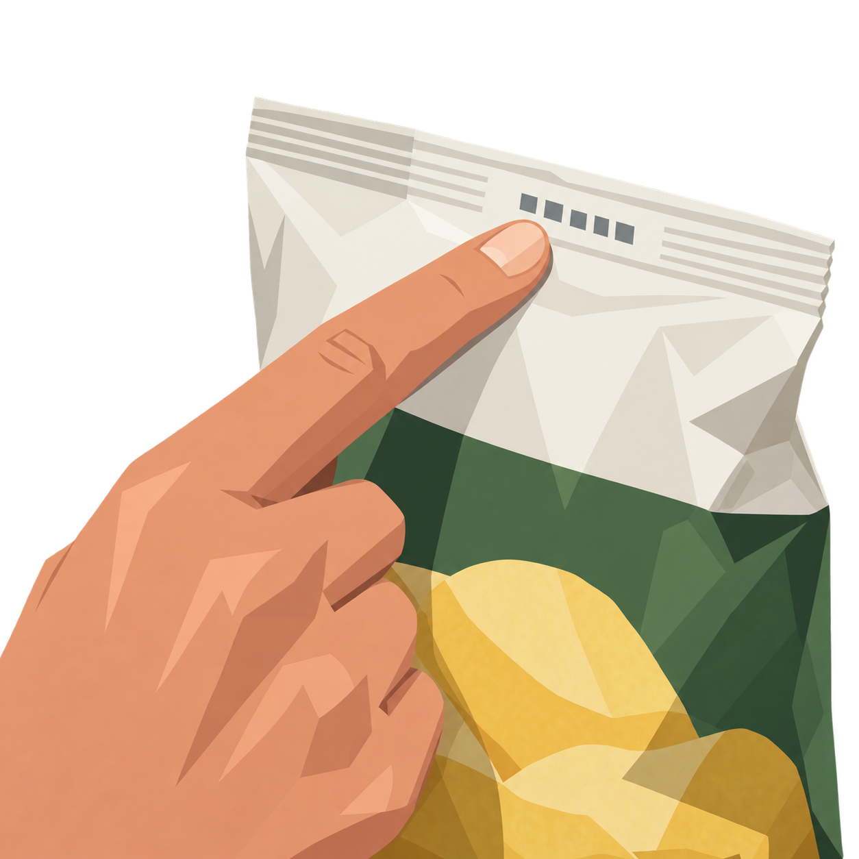 Ein Finger zeigt auf das aufgedruckte Datum am Rand einer Packung