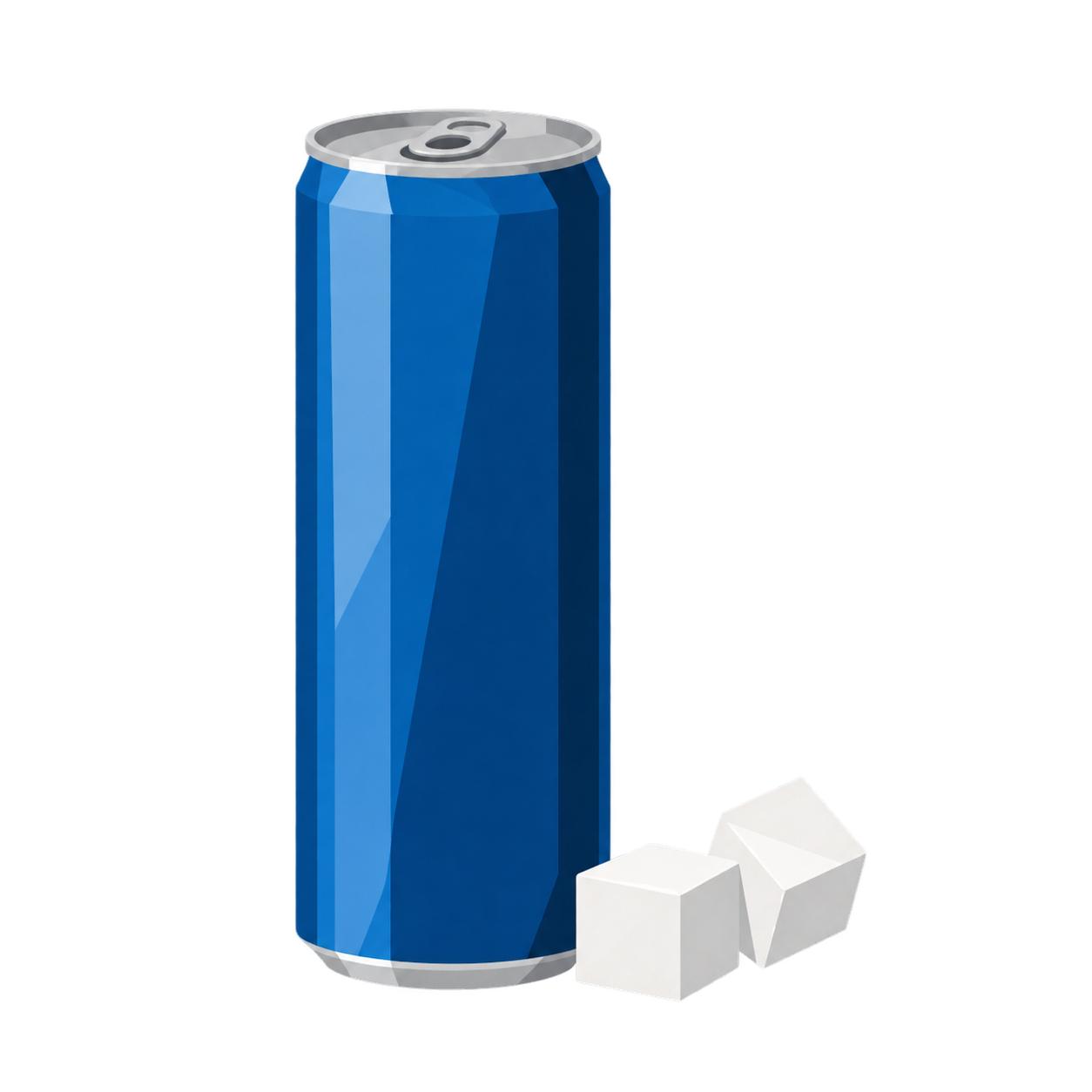 Eine hohe schmale Dose, daneben zwei Würfelzucker
