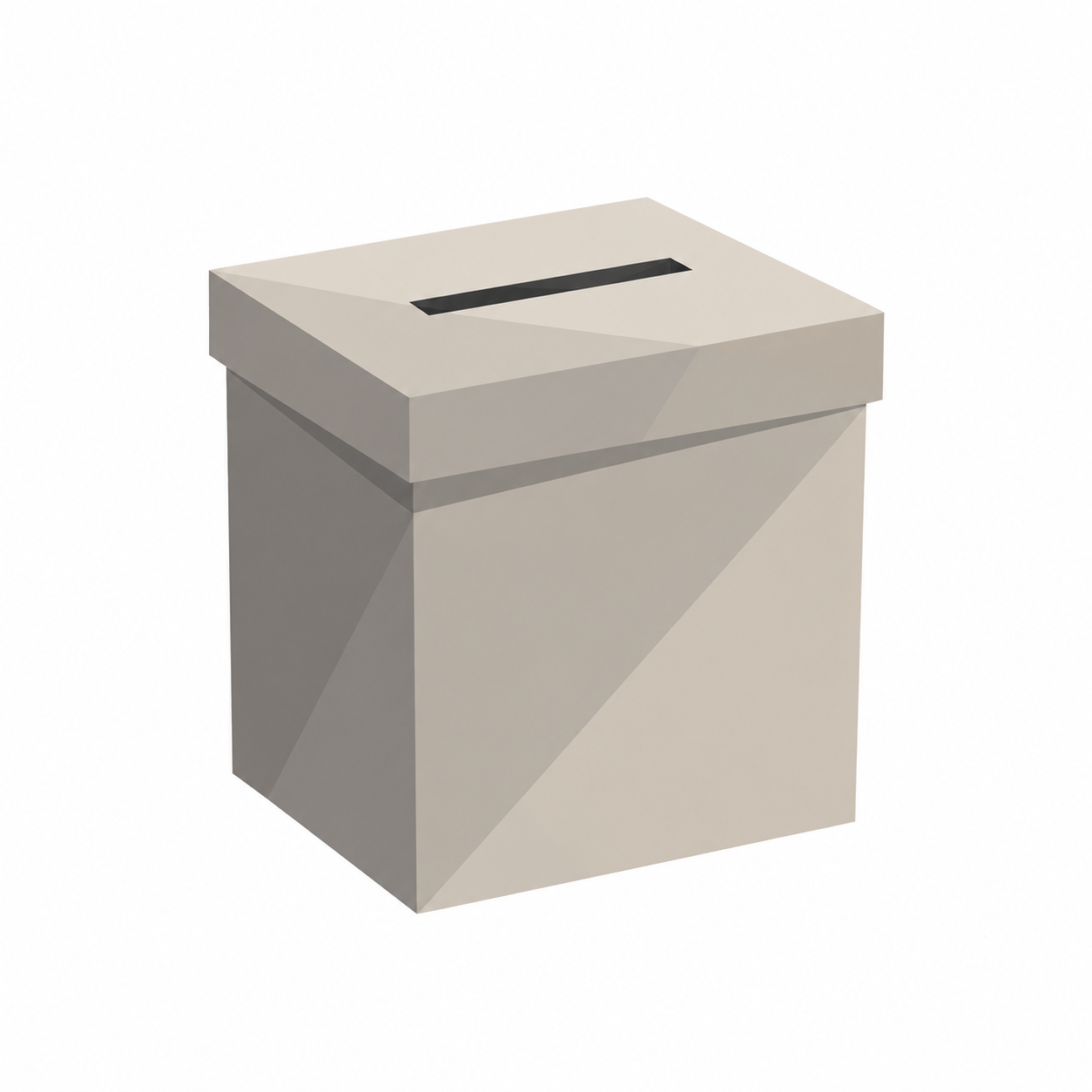 Eine geschlossene Box mit schmalem Schlitz im Deckel