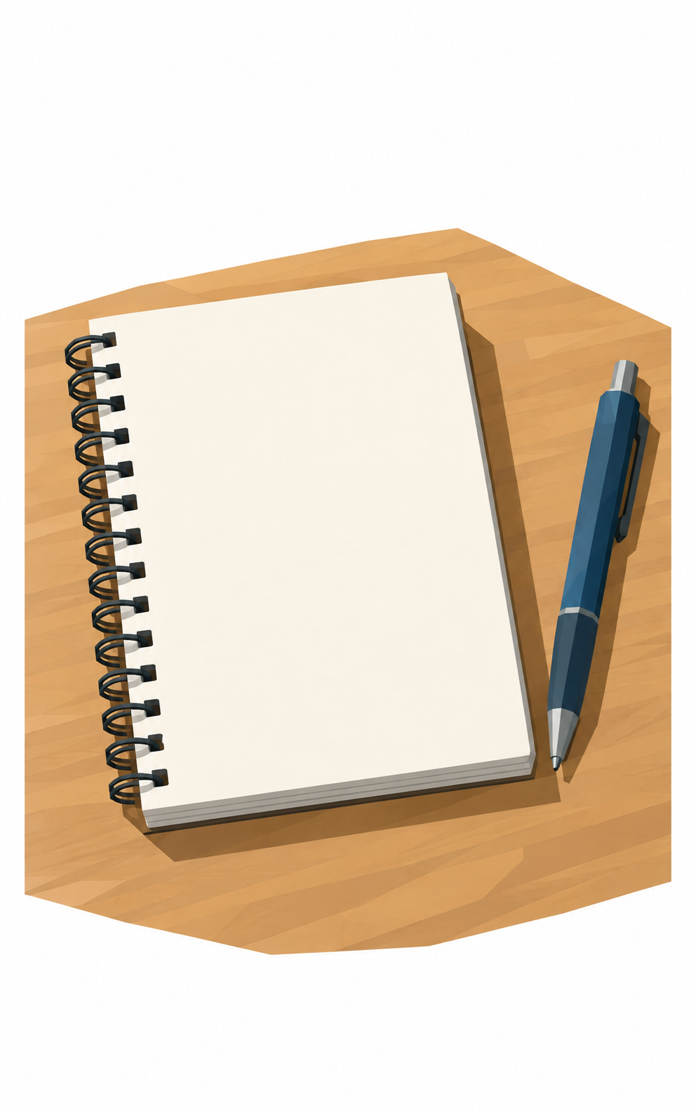 Ein Notizblock mit Stift liegt auf einer Arbeitsflaeche