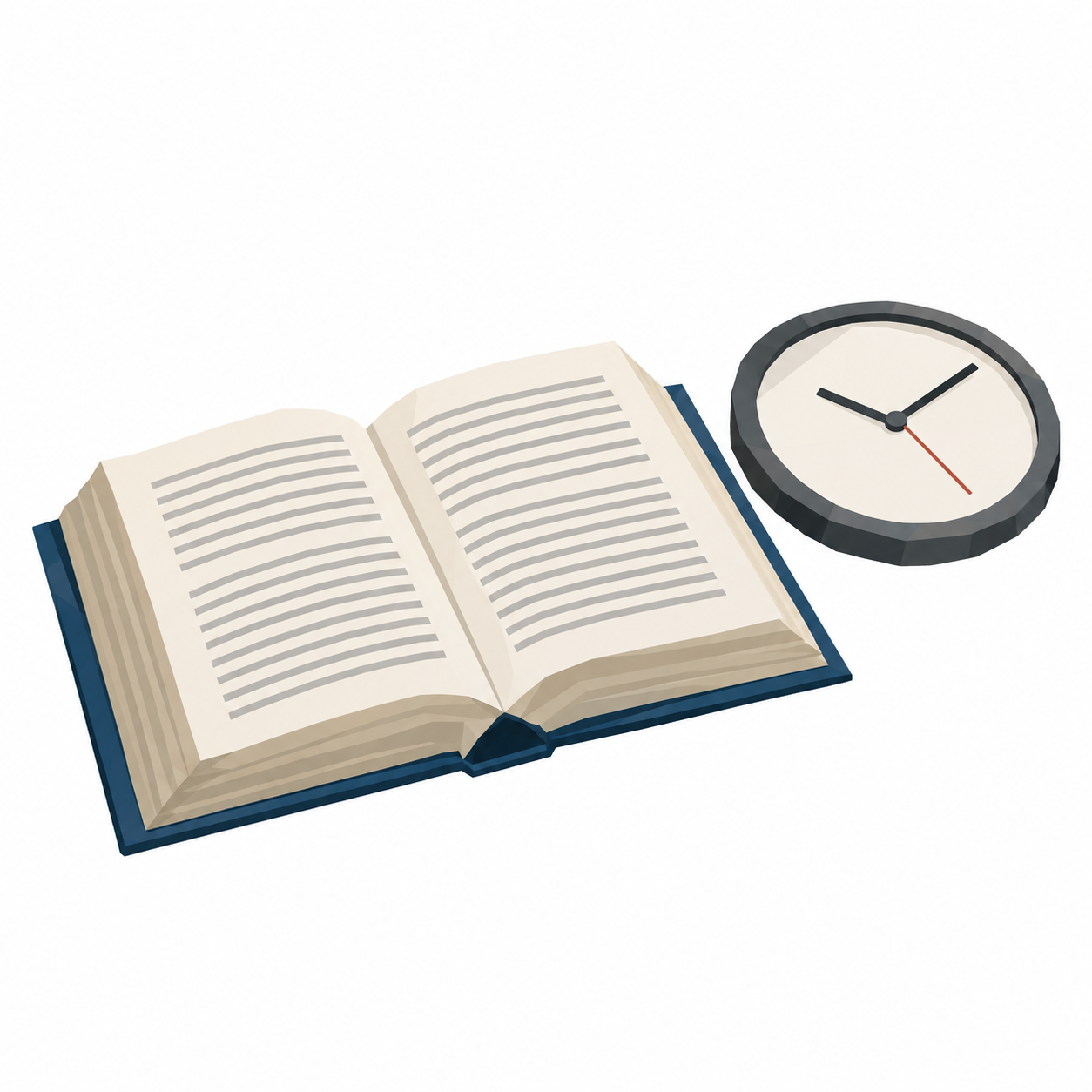 Ein aufgeschlagenes Gesetzbuch liegt neben einer Uhr auf einem Tisch