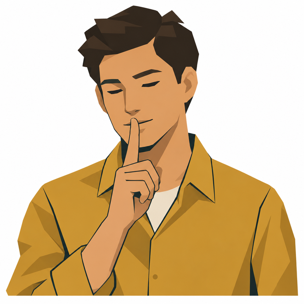 Ein Finger vor den Lippen